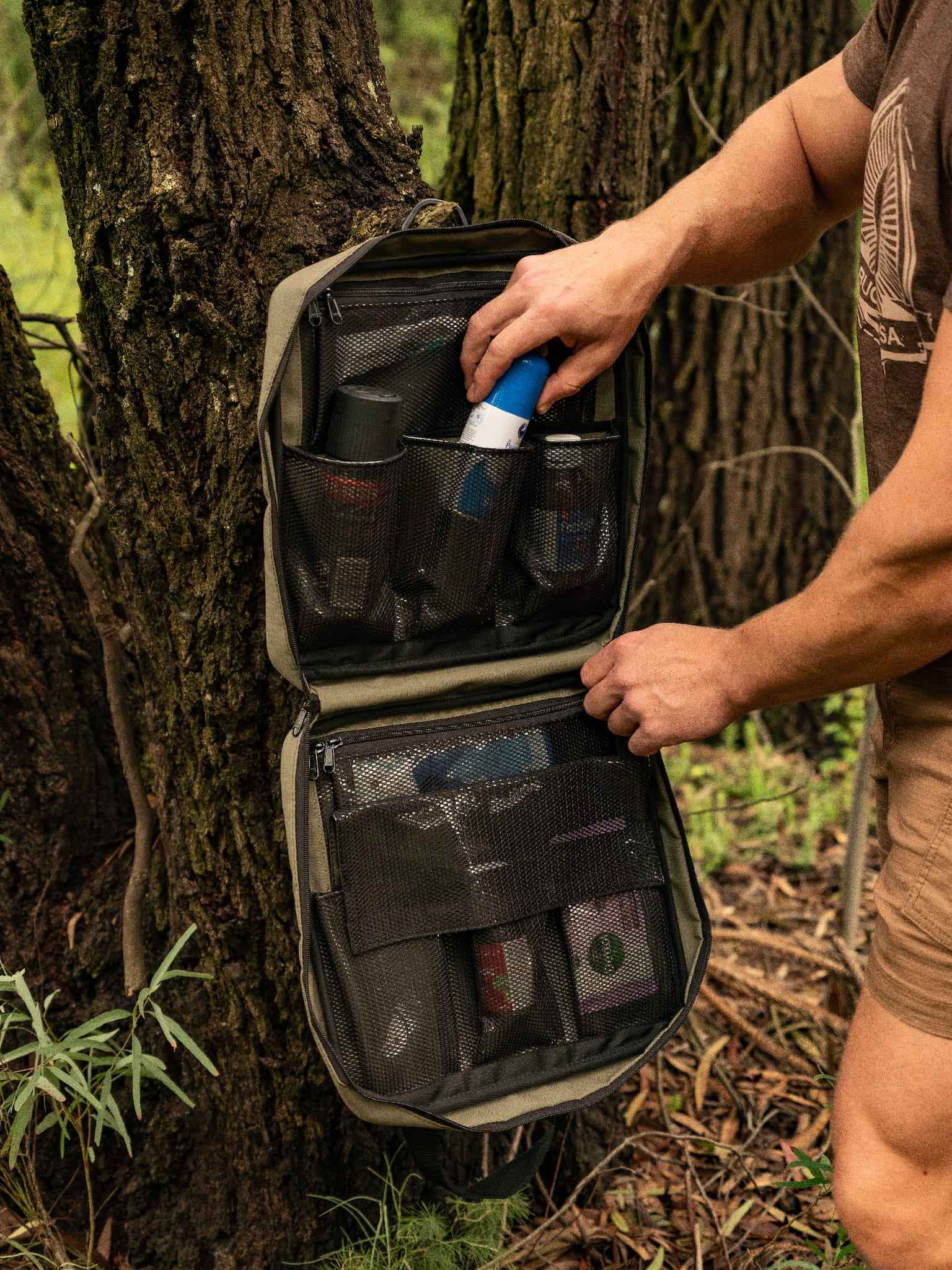 Outdoor Vanity & Toiletry Bag - Olive Green Ripstop